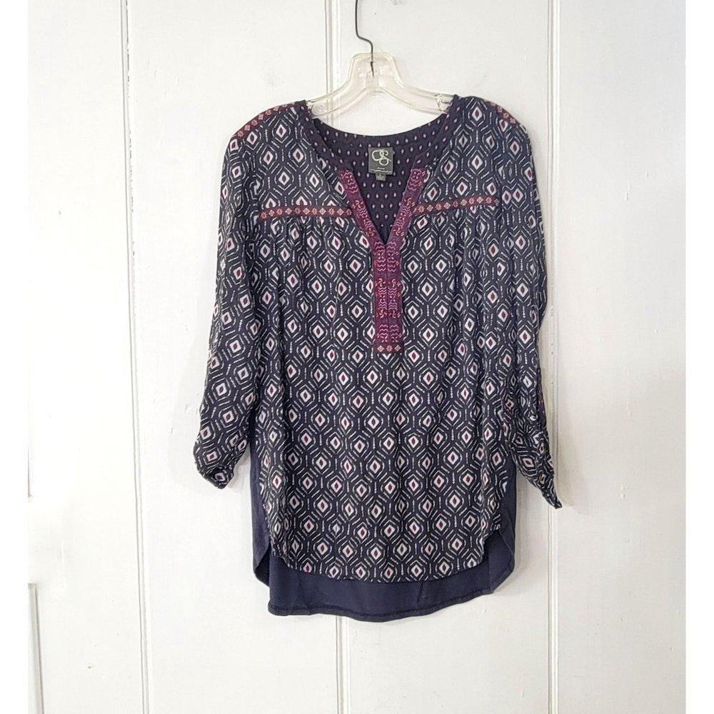 One September Boho Geometric Peasant Blouse Anthropologie - Picture 1 of 5